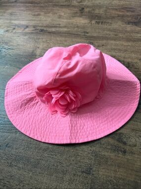 Pink Wide Brim Flower Sun Hat 2t-4t